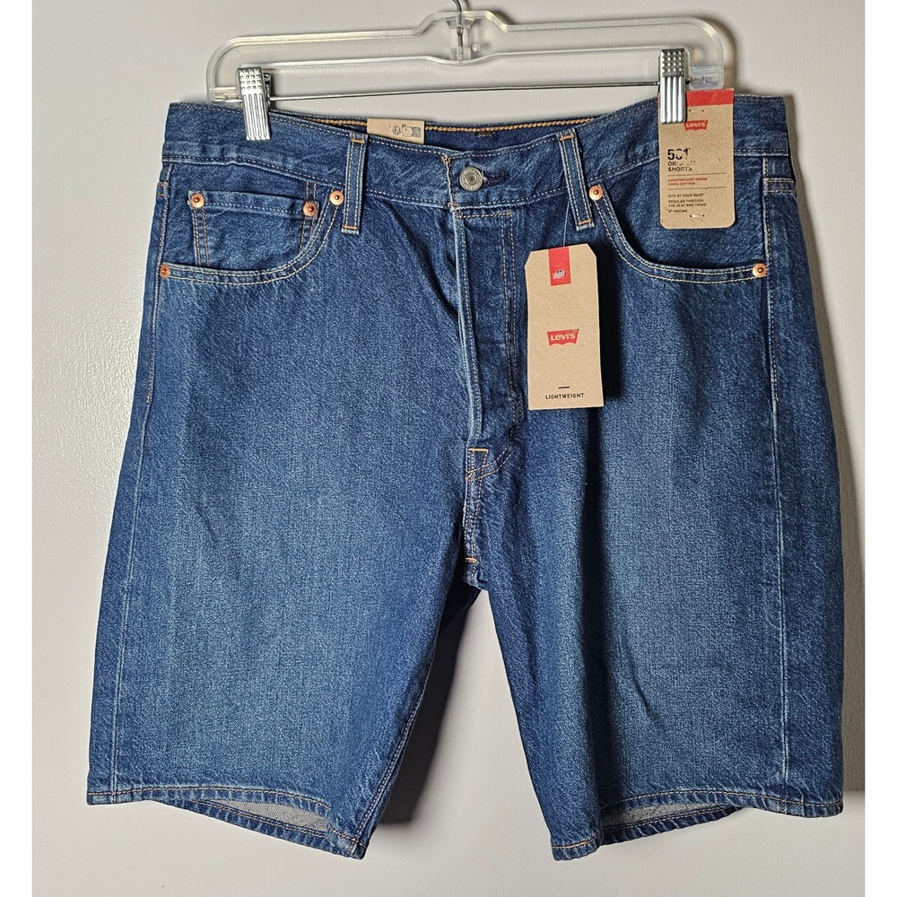 Levis 501 Original Shorts Mens 34 Blue Lightweight Denim Button Fly 9 Inseam NWT